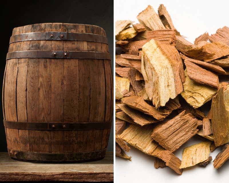 Using and Aging the Moonshine with Aged Wood Barrels or Mesquite Chips