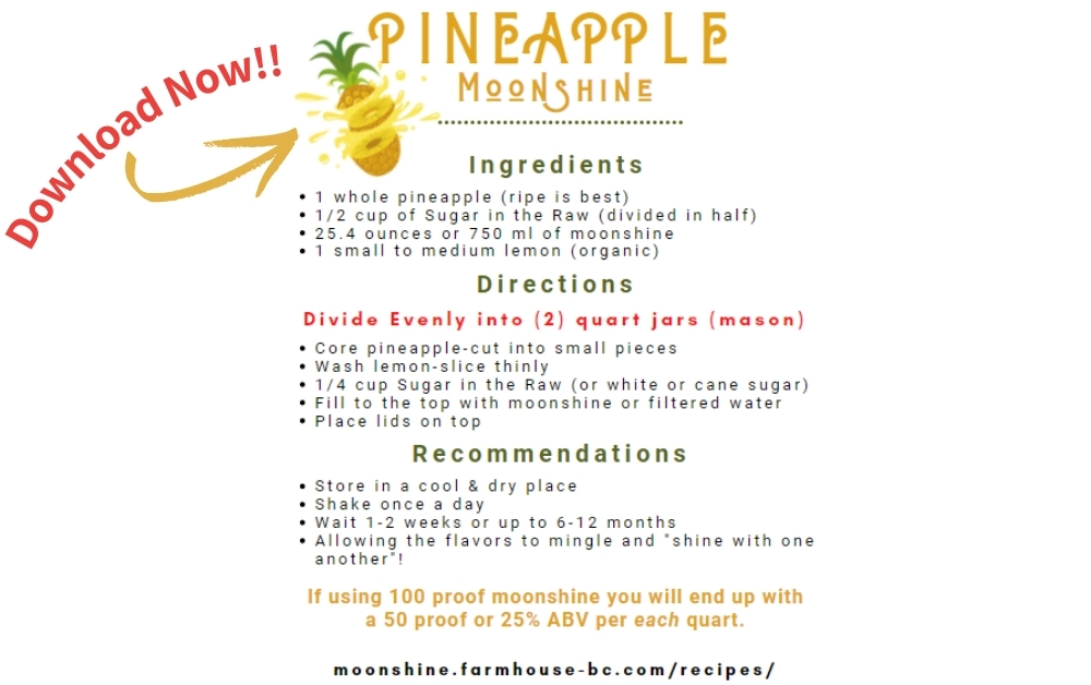 Pineapple Moonshine Printable Recipe